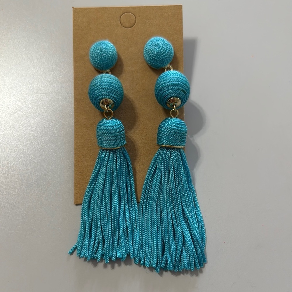 Elegant Turquoise Tassel Earrings